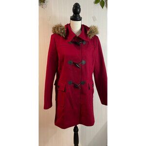 Tommy Hilfiger Red Faux Fur Hooded Jacket M